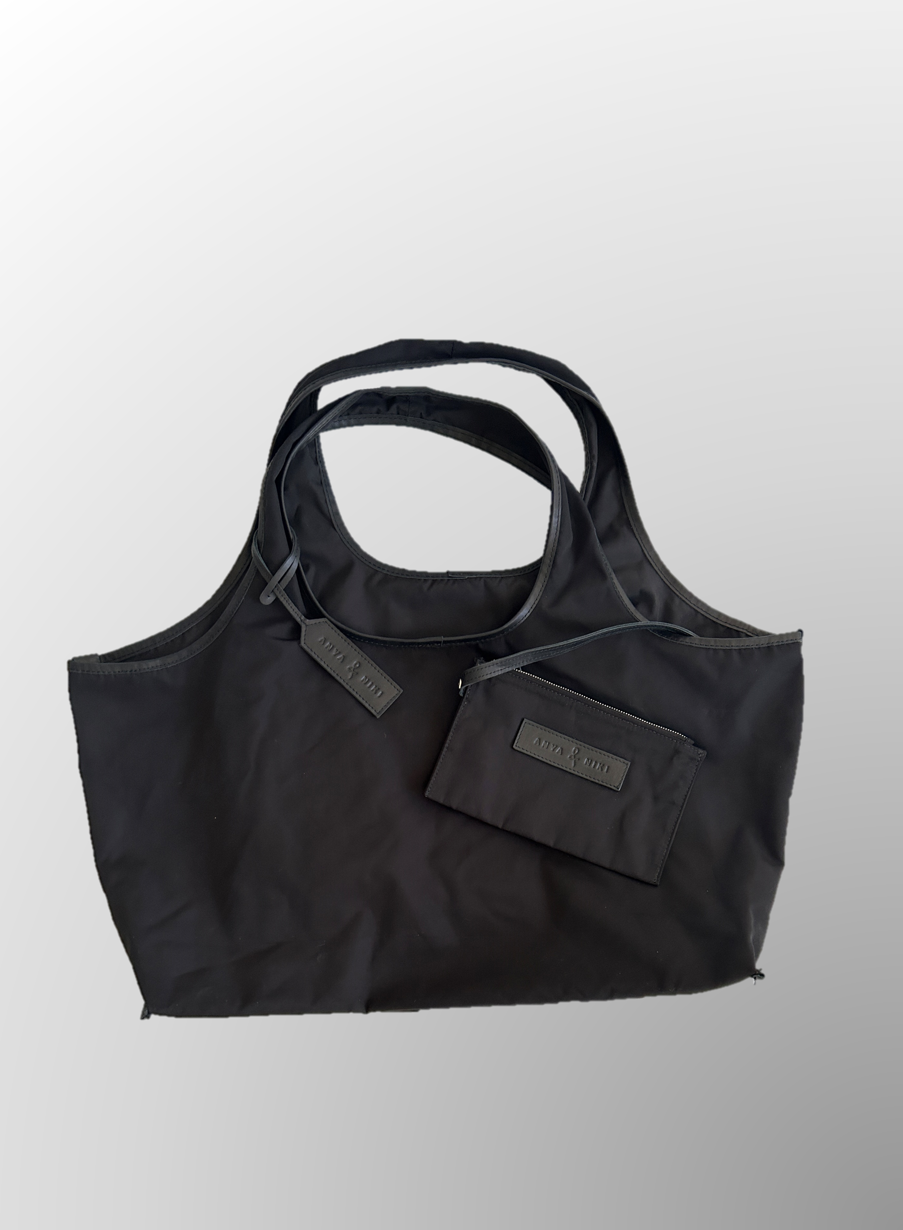 Travel-Ready Nylon Tote Bag with Wristlet | The Biscayne Bag Black
