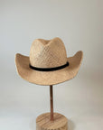 Raffie Straw Western Hat with black leather band