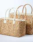 collection of 2 sizes hyacinth straw totes