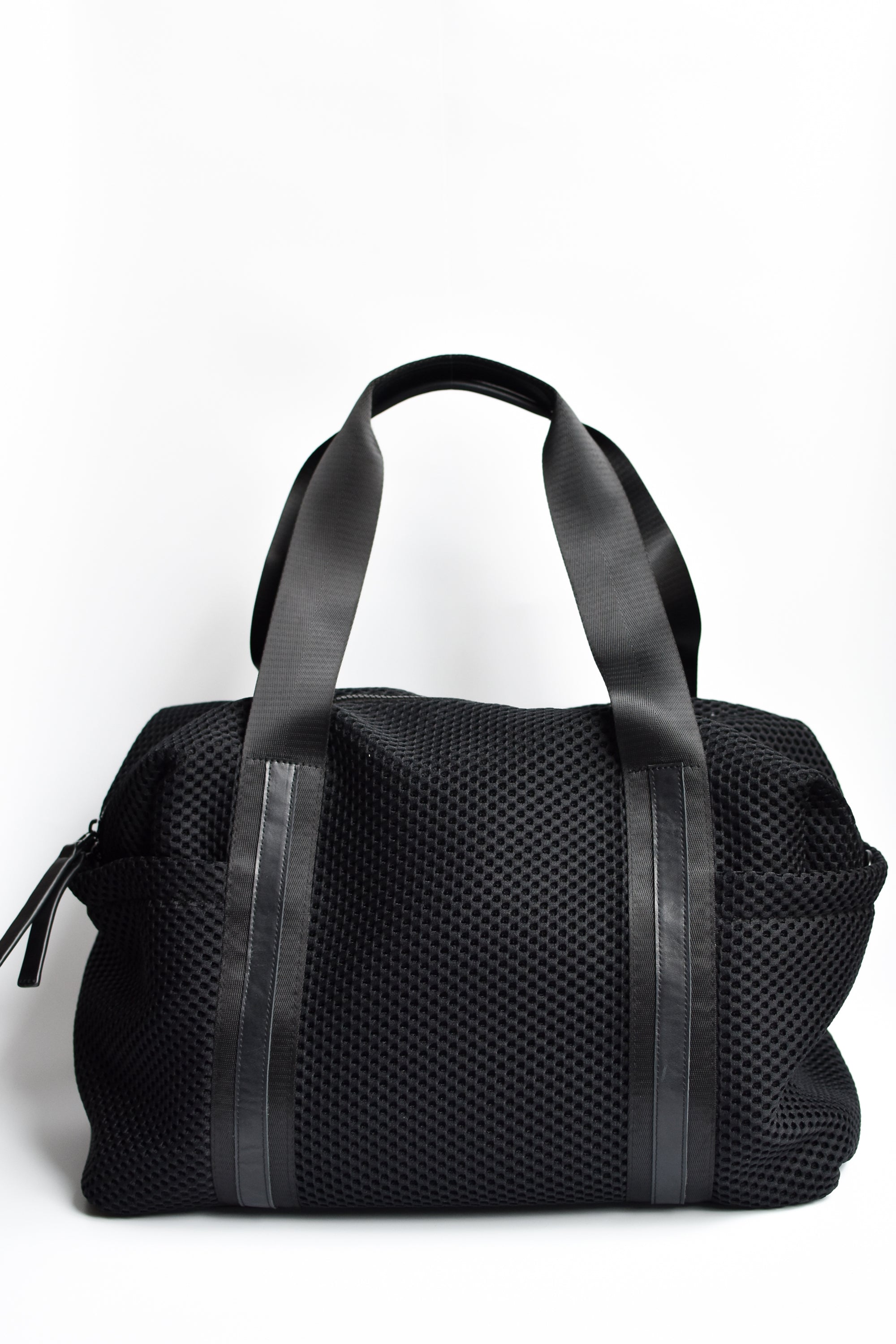 black leather stanton backpack Black Mesh Duffel Bag – Leather Trim, Gym & Travel