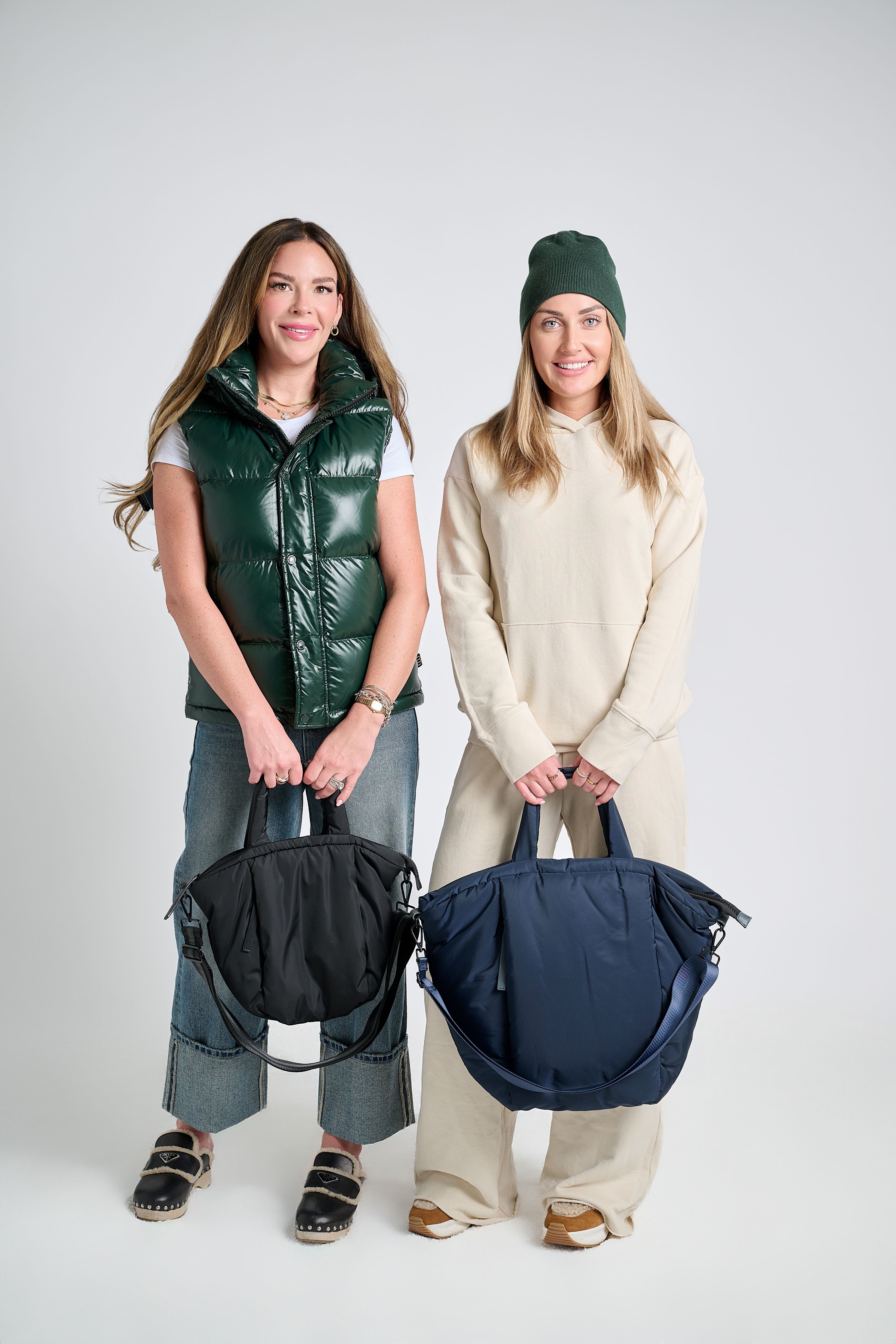 Navy Puffy Nylon Tote Bag – Spacious, Stylish Travel Bag