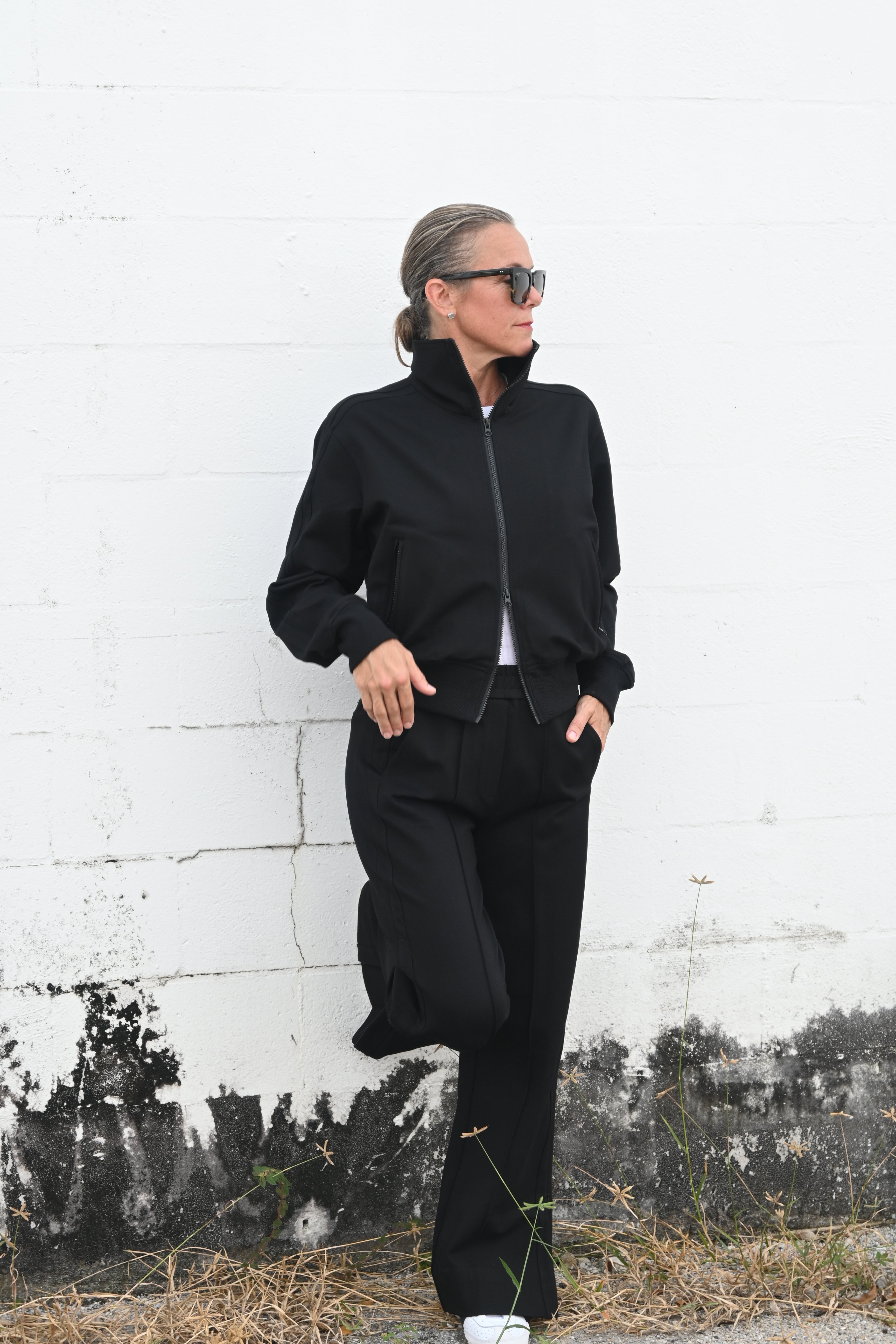 Women's Black Double Knit Track Pant – Elevated Athleisure| Del