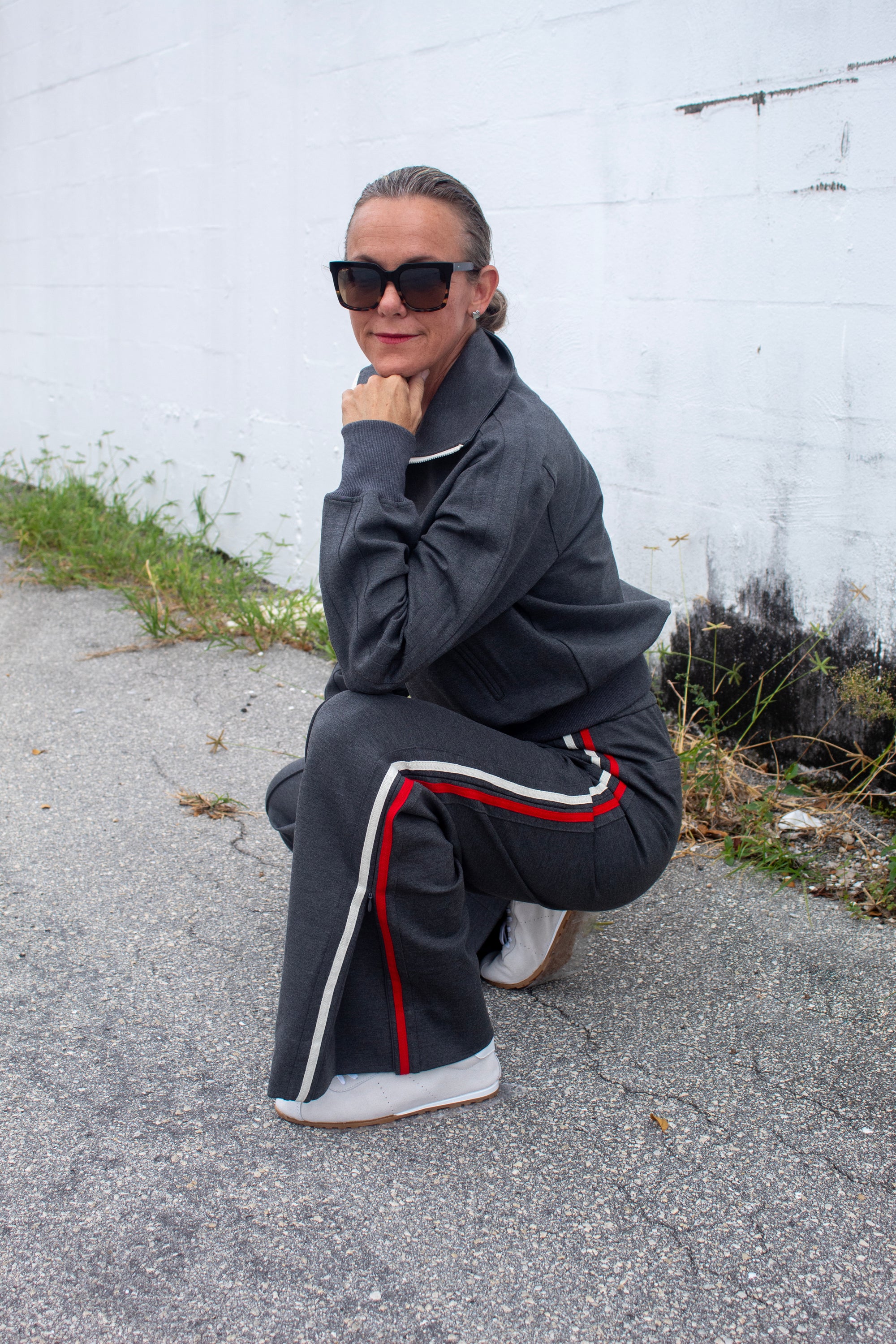 Del Mar Double Knit Track Pant Gray