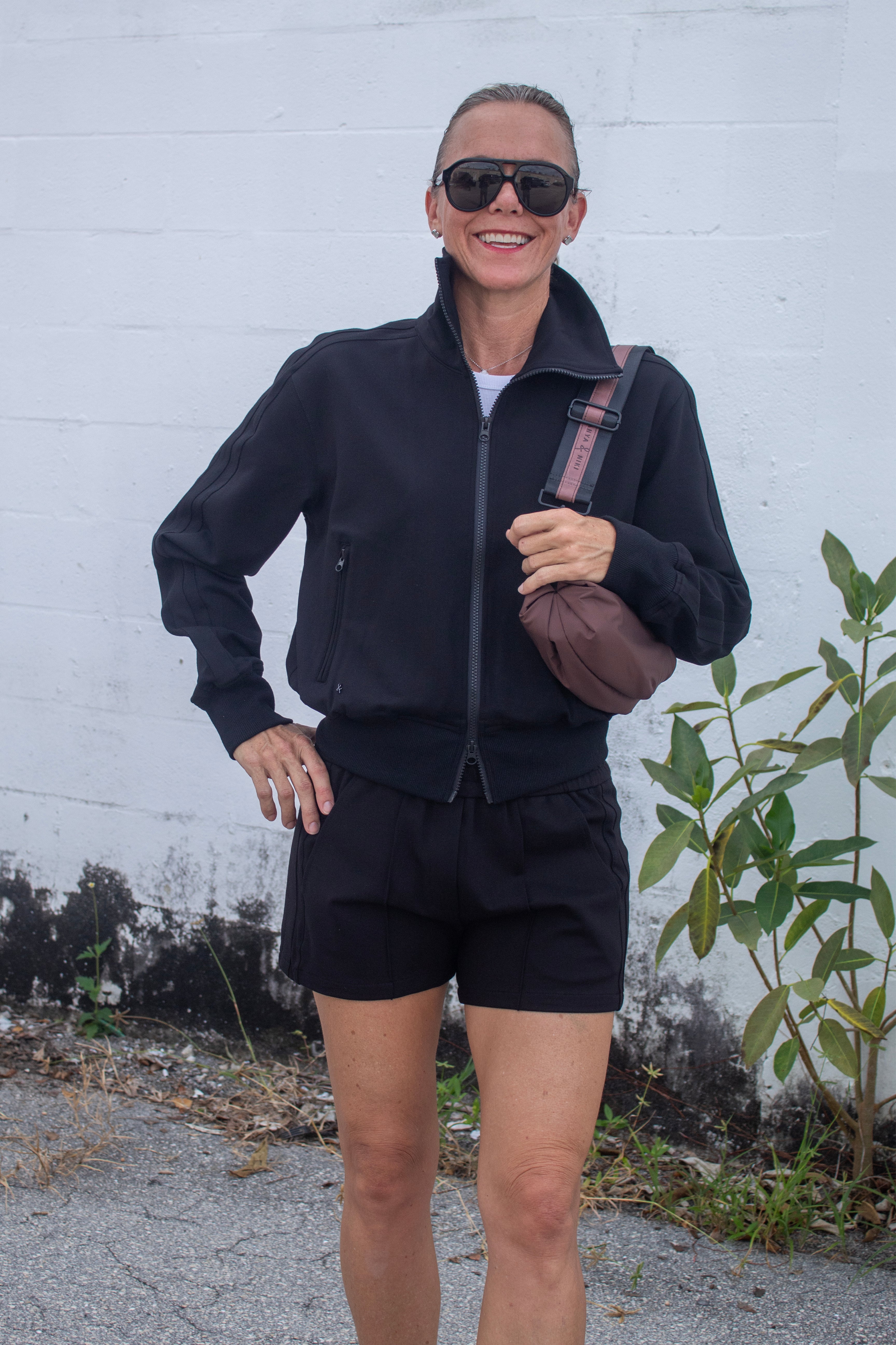 Women's Black Double Knit Track Jacket – Elevated Athleisure