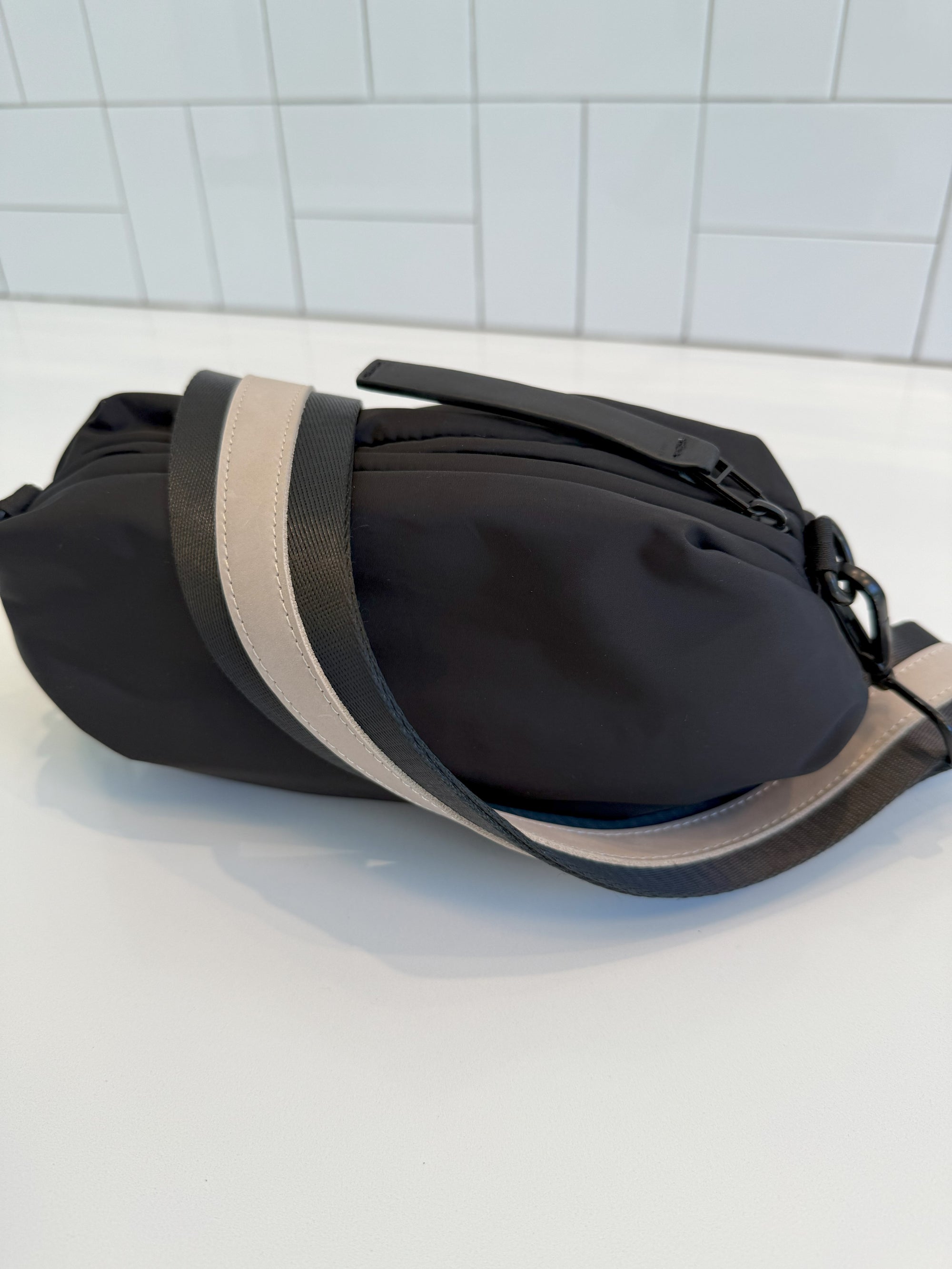 The Orlando Bag Black with Black &amp; Cream Strap