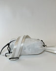 The Orlando Crossboy Belt Bag in White Camoflage with white nylon strap and white and black leather details