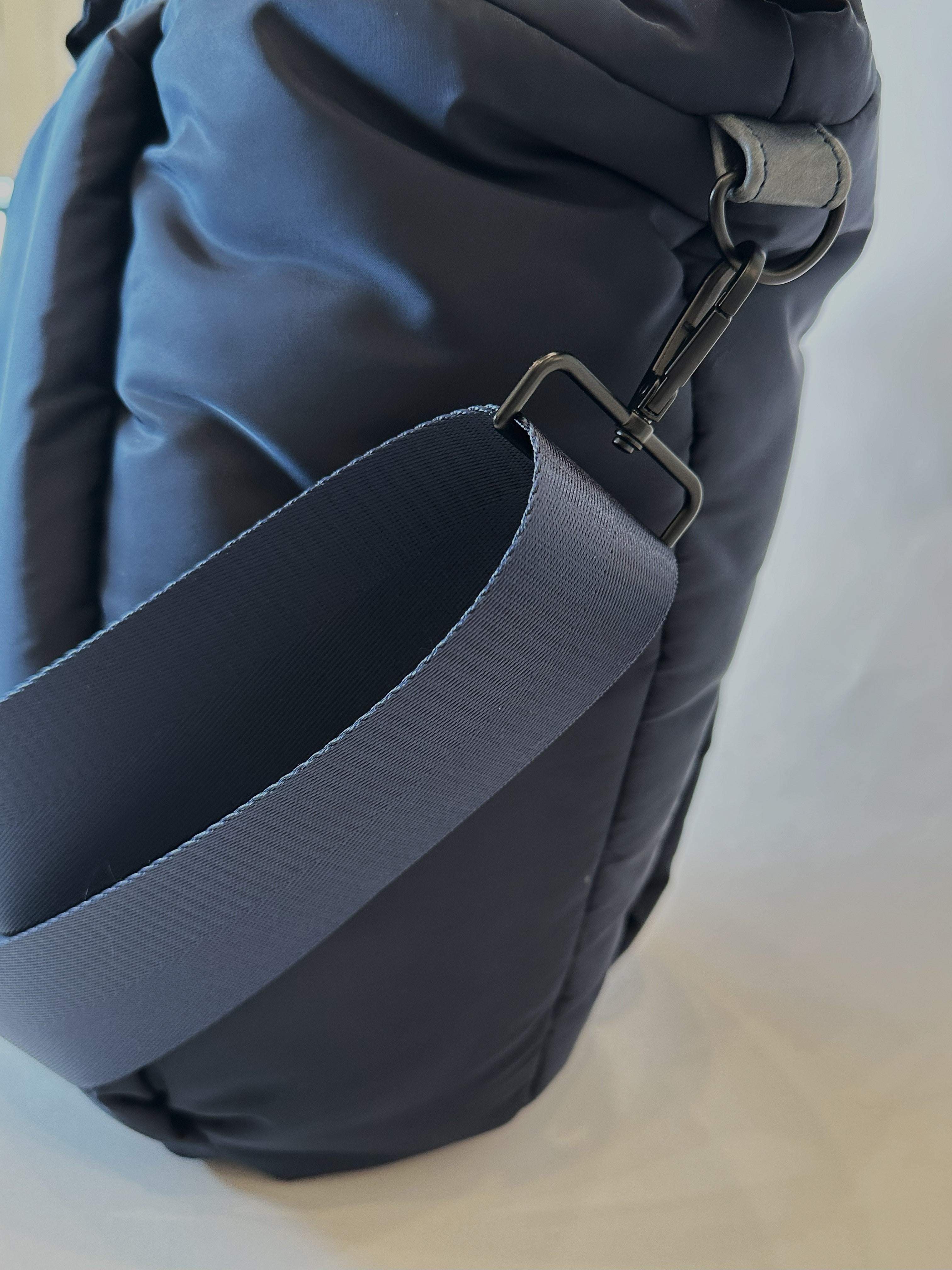 Navy Puffy Nylon Tote Bag – Spacious, Stylish Travel Bag | Paxton