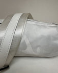 The Orlando Crossboy Belt Bag in White Camoflage with white nylon strap and white and black leather details