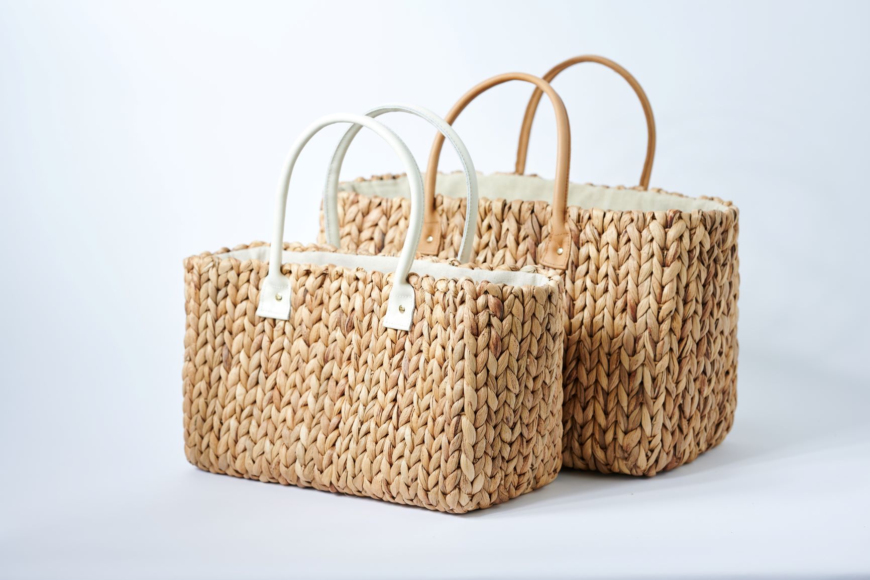 collection of 2 sizes hyacinth straw totes