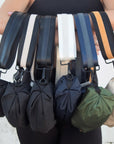 Collection of Anya & Niki Orlando Nylon Belt Bags: black, black/cream, black/patent, navy, olive, sand